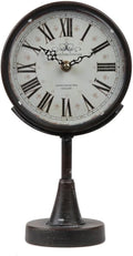 Lily's Home Antique Inspired Decorative Mantle Clock with Large Roman Numerals, Silent-Non-Ticking with Quartz Movement, Fits with Victorian or Antique Décor Theme, Black (11 3/4" Tall x 6 1/2" Wide)