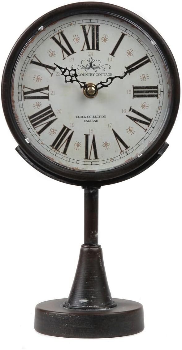 Lily's Home Antique Inspired Decorative Mantle Clock with Large Roman Numerals, Silent-Non-Ticking with Quartz Movement, Fits with Victorian or Antique Décor Theme, Black (11 3/4" Tall x 6 1/2" Wide)