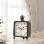 Vintage Black Table Clock on Stand, Desk and Shelf Decor Clock, French Rustic Style Mantel Clocks for Farmhouse, Living Room, Bedroom, Bedside, Gift (8.5" H x 5.5" W)