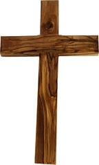 Holy Land Market Olive Wood Cross from Bethlehem - Inspirational Wall Cross for Christians, Hand Carved Wooden Cross for Wall with Certificate & Lord's Prayer Card, 10 Inches, Jerusalem Stamp