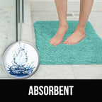 KANGAROO Bathroom Rugs, Chenille Soft Absorbent Bath Rug, Shaggy Shower Mat, Quick Dry Machine Wash Bathmat, Plush Carpet Mats for Tub, Bathtub and Room Home Decor Accessories, 30x20, Turquoise
