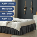Wrap Around Dust Ruffle Bed Skirt - Black - Twin/Twin XL Size Beds with 21 Inch Drop - Easy Fit Elastic Strap - Adjustable Pleated Bedskirt w/Brushed Fabric - Wrinkle Free - Women, Men, Kids & Teens