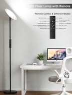 Modern LED Floor Lamp - Remote & Touch Control, 40W/2400LM Sky Torchiere Standing Lamp, Fully Dimmable, 3 Color Temperatures, Ideal for Living Room & Bedroom, Easy to Assemble