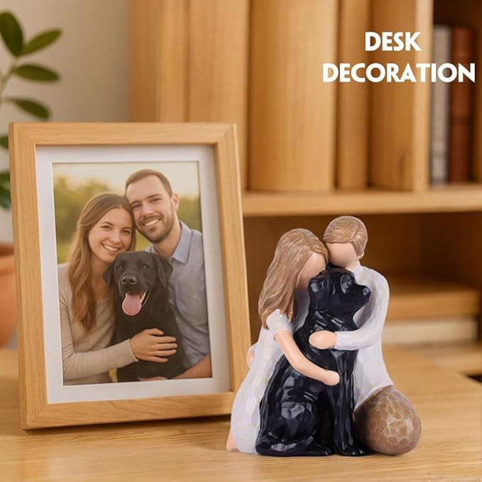 Black Lab Dog Angel Figurine - Hand-Painted Resin Memorial Statue & Keepsake, Dog Lovers Home Decor Gift for Couple, Girlfriend, Wife - Wedding, Christmas & Birthday Present
