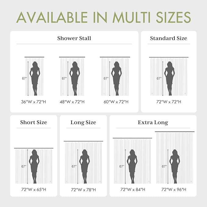 AmazerBath Shower Curtain Liner, 72x78 Grey Shower Curtain Liner, Cute Plastic Shower Curtain Liners, Lightweight Waterproof PEVA Gray Shower Curtains for Bathroom with Magnets and 12 Grommet Holes
