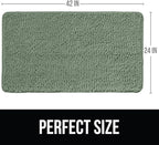 KANGAROO Bathroom Rugs, Chenille Soft Absorbent Bath Rug, Shaggy Shower Mat, Quick Dry Machine Wash Bathmat, Plush Carpet Mats for Tub, Bathtub and Room Home Decor Accessories, 42x24, Sage