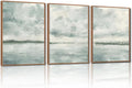 CHDITB Watercolor Sky Cloud Framed Canvas Wall Art Set, Pastel Shapes Illustrations Cloudy Wall Decor, Neutral Minimal Wall Painting, Blue Gray Ocean Art Prints For Living Room Bedroom Office Decor 16"x24"x3