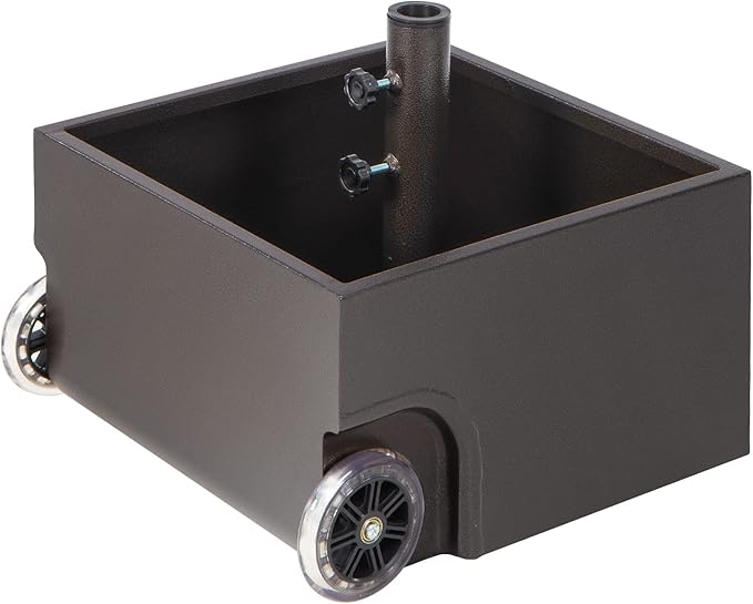 Giantex 170lbs Filled Umbrella Base with Wheels, Heavy Duty Umbrella Stand with Fillable Planter, Drainage Holes, Outdoor Market Umbrella Holder for Patio Garden Deck Pool (Dark Brown)