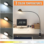 Long Gooseneck Clamp Lamp, Clip Desk Lamp with Clamp, 10W, 1100 LMS, 3 Color Modes, 10 Brightness Levels, 31 Inches Long Flaxible Gooseneck, Perfect for Craft, Reading, Home, Office