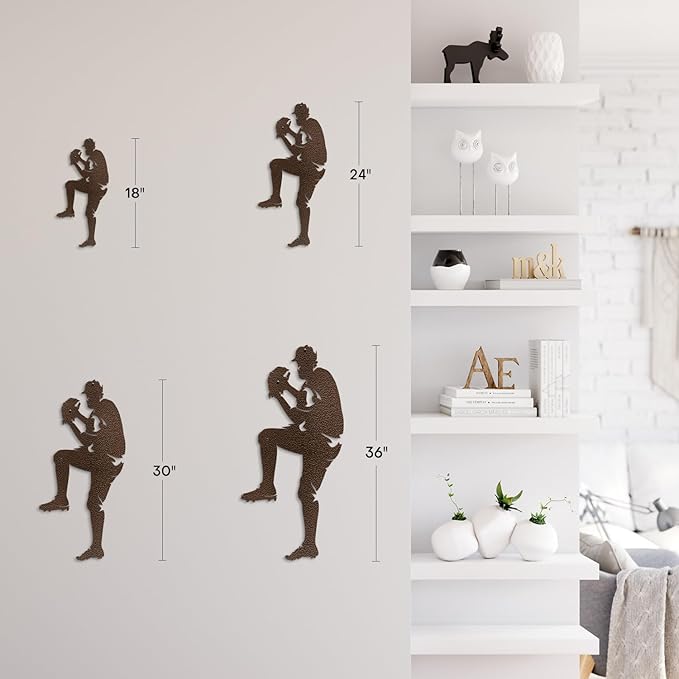 SIGNLEADER Metal Wall Art Decor - Baseball Pitcher Sport Minimalist Modern Abstract Wall Sculpture Hanging Home Decoration for Living Room, Bedroom, Bathroom, Kitchen, Studio, Outdoor - 24" Bronze