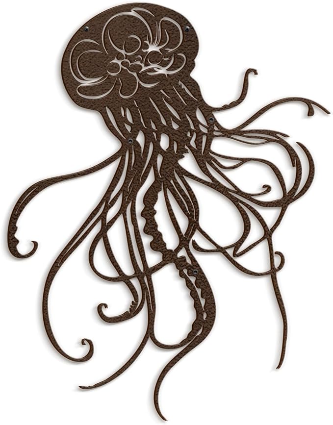 SIGNLEADER Metal Wall Art Decor Octopus Minimalist Modern Abstract Wall Sculpture Hangings Home Decoration for Living Room, Bedroom, Bathroom, Kitchen, Outdoor - 18" Bronze