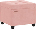 17.7 inches Velvet turfed Ottomans Cube with Legs, Metal-Framed Square Storage Ottoman Foot Rest Stool Holds 770 LB for Dorm Living Room Bedroom Pink UASND64P