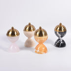 Natural Marble Incense Burner with Brass Accents 6.29 x 3.54 inches Multi-Purpose Holder for Cones/Sticks/Sage, Home Decor & Relaxation (Black)