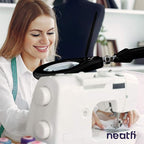 Neatfi Elite Super LED Magnifying Lamp with Clamp, 6” Glass Lens, Dual Magnification, 5D/12D, 6500K, Glare-Free, Nonpolar Dimming, Lamp for Reading, Sewing, Crafting (6 Inch Lens, Black)