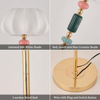 Floor Standing Tall Lamp Imitated Silk White Shade Floor Lamp with Plug Switch Button for Living Room Bedroom Home Office