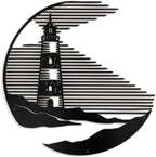 SIGNLEADER Metal Wall Art Decor Lighthouse Minimalist Modern Abstract Wall Sculpture Hangings Home Decoration for Living Room, Bedroom, Bathroom, Kitchen, Outdoor - 24" Black