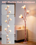 Flower Floor Lamp for Living Room - Tall Standing Reading Lamp with Flexible Neck, 3 Color Temperatures LED Dimmable Decorative Light, Pink Calla Floor Lamp for Bedroom Corner (Pink)