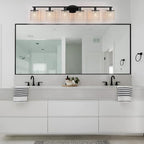 6-Light Bathroom Light Fixtures,Crystal Black Vanity Lights for Bathroom,Modern Bathroom Lights Over Mirror,Modern Black Wall Lights