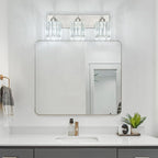 Modern Vanity Light 3-Lights Brushed Nickel Vanity Light Crystal Bathroom Wall Light Bathroom Light Fixtures