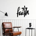 Faith Cross Metal Wall Sign, Faith Metal Wall Decor, Christian Cross Wall Decor, Religious Art Wall Decor, Spiritual Wall Art, Metal Wall Art, Wall Decor for Living room, Church (35"x32" | 90x82cm, Black)
