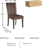Signature Design by Ashley Jazmore Contemporary Velvet Upholstered High Back Dining Chair with Solid Wood Frame and Stitching Details, Set of 2, Dark Brown
