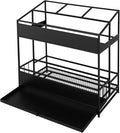 Commercial Metal Umbrella Holder Umbrella Stand with Drip Tray Entrance Umbrella Organizer Large Capacity Umbrella Rack for Home, Office, Apartment, Hotel (Black, 26.8 * 12.6 * 27.6in)