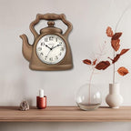 Presentime & Co. 11" Teapot Clock, Silent Non Ticking, Modern Farmhouse Style, Wall & Mantel 2 in 1 Desk & Shelf Clock, Bronze Finish for Wall, Home, and Tabletop Decor, Bronze Finish