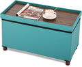 Ottoman Storage Bench for Living Room with Tray, Bedroom Foot Stool, Coffee Table Lid, End of Bed Faxu Leather 30" Inch (L-Green)