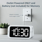 Digital Dual Alarm Clock for Bedroom, Easy to Set, 0-100% Dimmer, USB Charger, 5 Sound Adjustable Volume, Weekday/Weekend Mode, Snooze, 12/24Hr, Battery Backup, Compact Clock for Bedside(White)