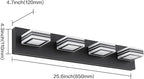 SOLFART Black Bathroom Light Fixtures 4 Lights Bathroom Vanity Lighting LED Dimmable Modern Black Vanity Lights Over Mirror