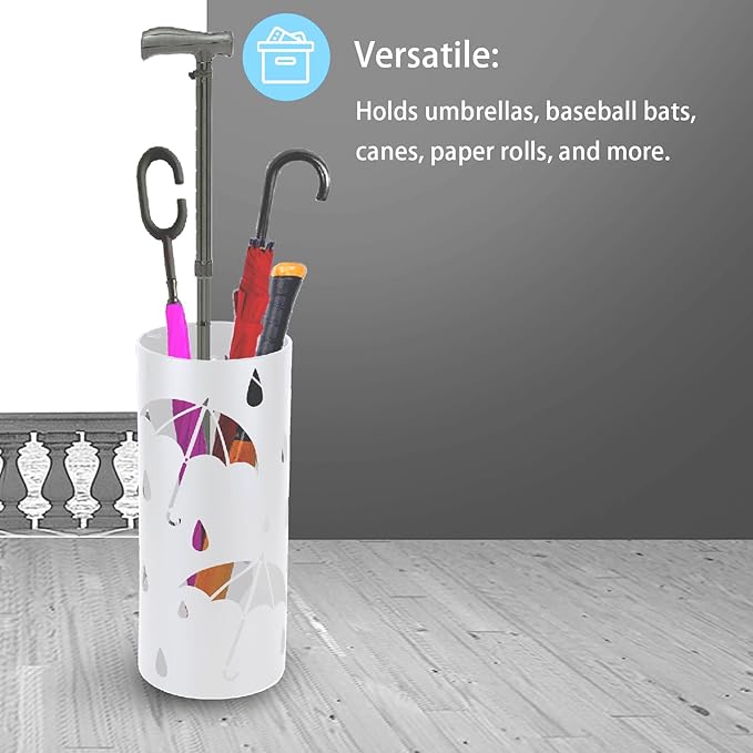 Umbrella Stand Rack for Entryway, Freestanding Round Metal Umbrella Holder, Rain Collection Umbrella Organizer Bin for for Can Walking Stick, Home Office Decor, Hold 4-5 Umbrellas