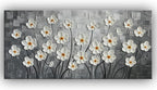 YaSheng Art - 24x48inch Abstract Art Painting，Oil Painting on Canvas Texture Black and white flower Oil Painting Hand-Painted Abstract Artwork Canvas Wall Art Paintings Modern Home Decor Art