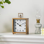 NIKKY HOME Small Table Clock, Silent Non-Ticking Classic Battery Operated Decorative Mantel Desk Shelf Clock for Living Room Decor - Rose Gold