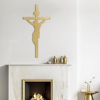 SIGNLEADER Metal Wall Art Decor A Men on Cross Minimalist Modern Abstract Wall Sculpture Hangings Home Decoration for Living Room, Bedroom, Bathroom, Kitchen, Outdoor - 24" Gold