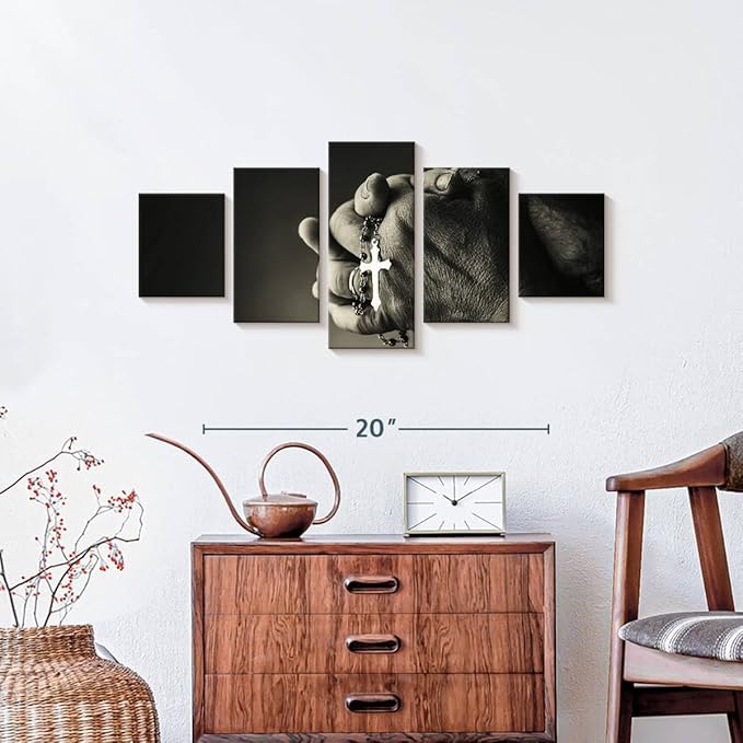 Elephant Stock Christian Prayer Canvas - 5 Panel Pictures Decor - Digital Design Canvas Print - Christian Wall Decor - 29" X 12"