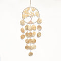 Pretty Jolly Gold Tree of Life Dream Catcher Wall Decor with Citrine Crystals Unique Capiz Wind Chimes Soothing Sound Waterfall Handmade Wall Hanging Home Decor for Bedroom Wedding Party Wish Gift
