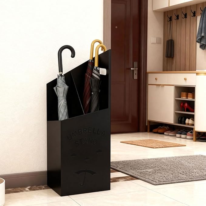 Detachable Base Umbrella Stand - Elegant Raindrop Design, Water Collection Tray, Gold/Black Finish, Durable Home & Office Organizer