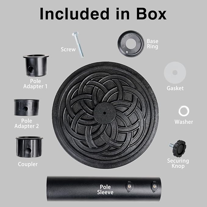 Sundale Outdoor Umbrella Base 48lbs with Stainless Steel Umbrella Tube, Heavy Duty Square Resin Umbrella Stand, Black