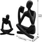 Gold Reading Women Statue, Thinker Sculptures, Abstract Art Ornament, Modern Aesthetic Figurine Decoration, Suitable for Home Living Room Bedroom Office Shelf Table Desk Bookshelf Decor (Black Right)