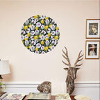 Decorative Plates, Floral Print Ornament, Tropical Hibiscus Blossoms Petals with Lemons Nature, 8 Inch, 1 Plate with 1 Display Stand, Multicolor