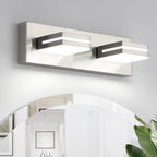 OKELI 2-Light Bathroom Vanity Light Fixture Brushed Nickel Modern Mirror Front Lamp for Bathroom, Stairs, Hallway Bedside Dimmable Cold White 24W ETL Listed, 350° Adjustable Lamp Head