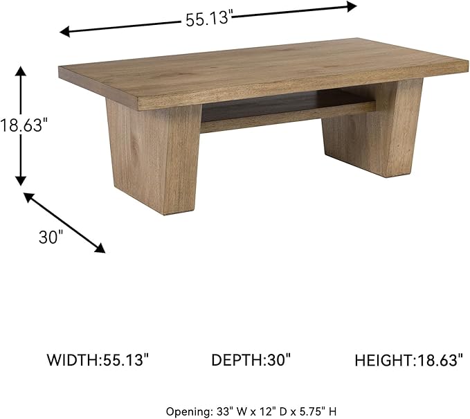 Signature Design by Ashley Kristiland Classic Cocktail Table with 1 Lower Shelf, Light Brown