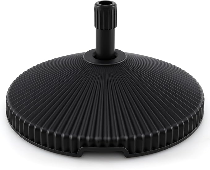 Giantex Fillable Umbrella Base - 55 lbs HDPE Patio Umbrella Stand, Water or Sand Filled, Shell Texture, 3 Hole Rings, Portable Pole Holder for Outdoor Poolside Deck Garden Beach, Round