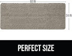 KANGAROO Bathroom Rugs, Chenille Soft Absorbent Bath Rug, Shaggy Shower Mat, Quick Dry Machine Wash Bathmat, Plush Carpet Mats for Tub, Bathtub and Room Home Decor Accessories, 60x24, Beige