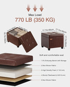 17.7 inches Synthetic Leather turfed Ottomans Cube with Legs, Metal-Framed Square Storage Ottoman Foot Rest Stool Holds 770 LB for Dorm Living Room Bedroom Brown UASND63R