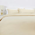 Amazon Basics Lightweight Microfiber 3-Piece Duvet Cover Set, Beige, Solid, King