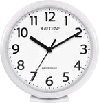 Caysie 6 Inch Waterproof Bathroom Shower Clock, Hanging or Standing Silent Battery Operated Quartz Magnetic Wall Clocks for Kitchen, Bathroom, Home (White)
