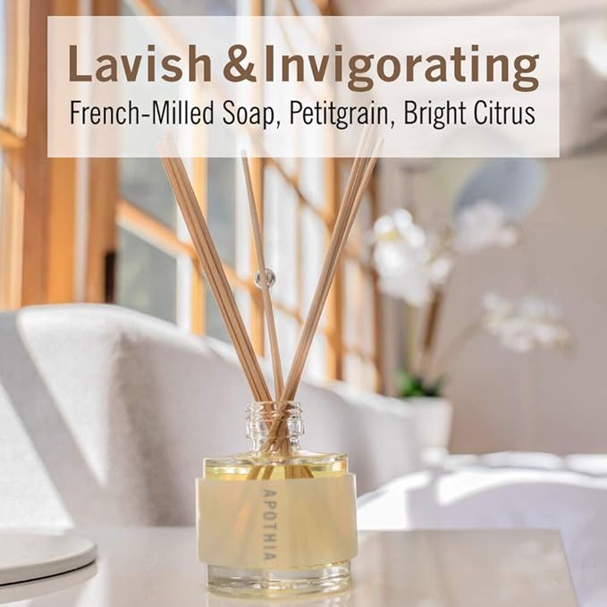 APOTHIA - Plush Aromatic Diffuser | French-Milled Soap & Citrus | Premium Essential Oils | Up to 12 Months | 7 oz | 200 ml | Small Batches for Luxury Quality in Elegant Glass Bottle