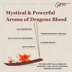 Giftbrit Dragons Blood Natural & Herbal Incense Sticks 100 Sticks with Incense Holder for Meditation, Yoga, Church, Relaxation, Healing and Positivity