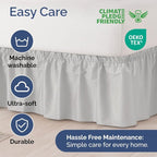 Wrap Around Dust Ruffle Bed Skirt - French Grey - for Full Size Beds w/ 12 Inch Drop - Easy Fit Elastic Strap - Adjustable Pleated Bedskirt w/Brushed Fabric - Wrinkle Free, Women, Men, Kids & Teens